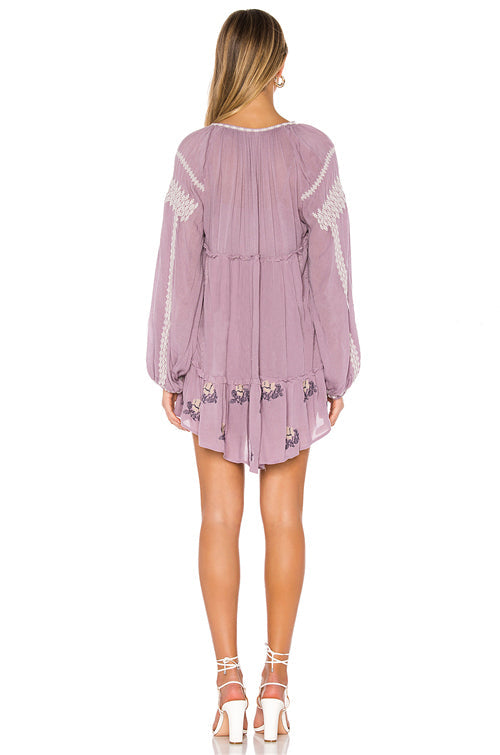 Embroidered Long Sleeves Shirt Dress