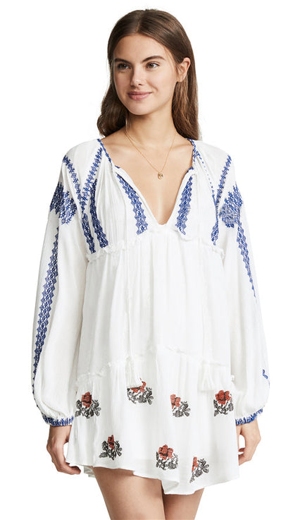 Embroidered Long Sleeves Shirt Dress