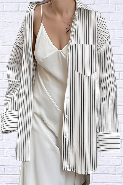 Effortless Cool – Oversized Striped Button-Down Shirt