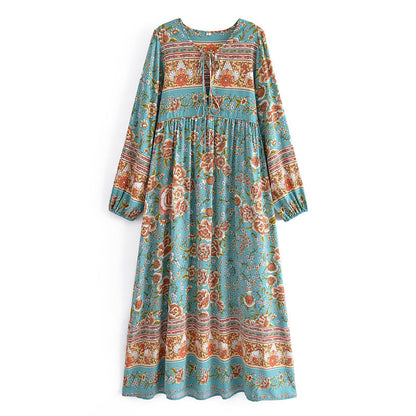 Spring Summer Women Clothing Bohemian Positioning Printing Large Maxi Dress