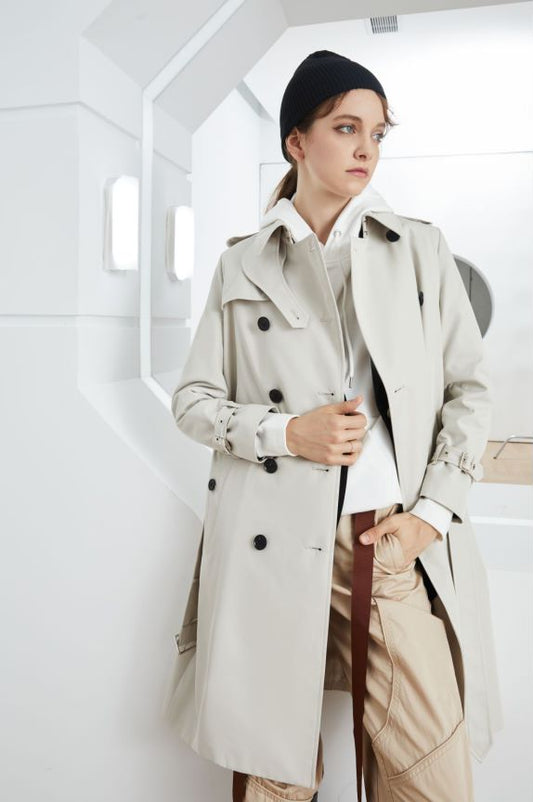 Khaki Slim Fit Trench Coat