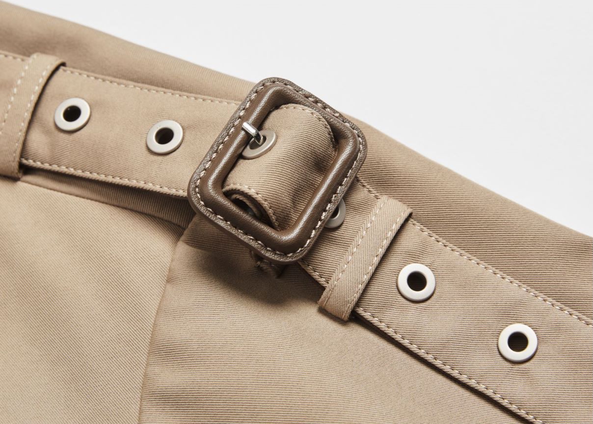 Leather Patchwork Two-Color Trench Coat