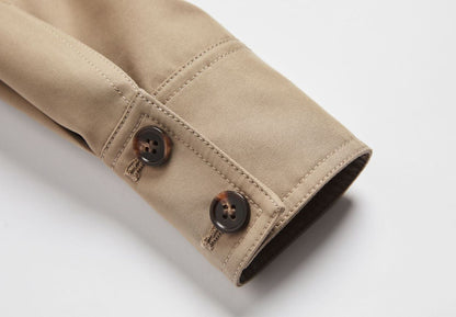 Leather Patchwork Two-Color Trench Coat