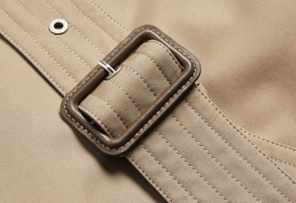 Leather Patchwork Two-Color Trench Coat