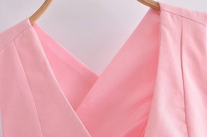 Sleeveless Casual Top and Wide Leg Pants Suit