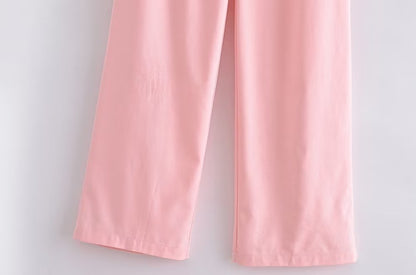 Sleeveless Casual Top and Wide Leg Pants Suit