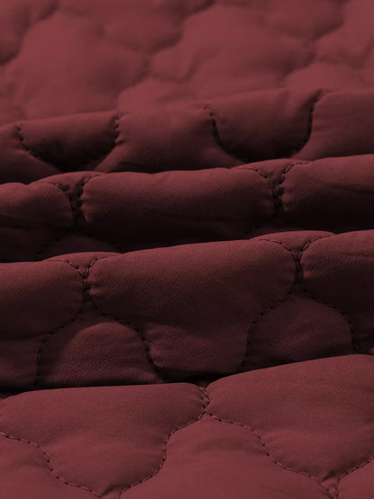 Burgundy Quilted Snap Down Zip Up Vest Coat – Women’s Lightweight Warm Outerwear for Fall & Winter