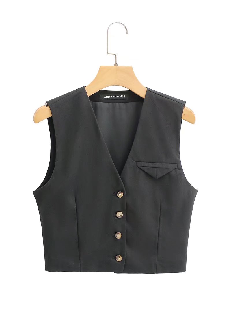 Black Slim Sleeveless Vest