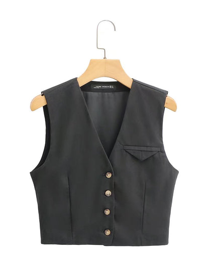 Black Slim Sleeveless Vest