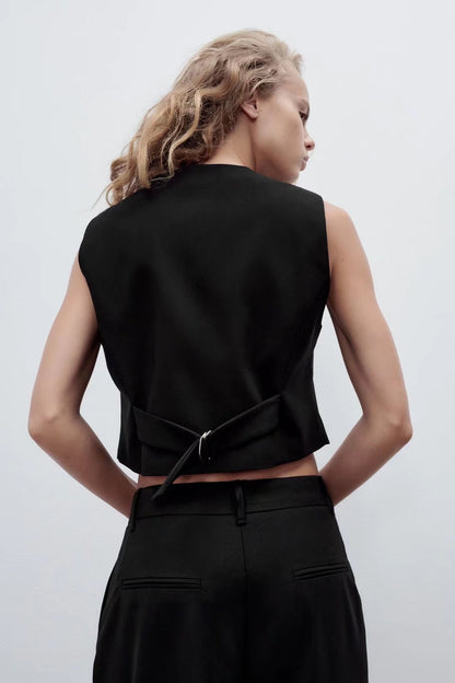 Black Slim Sleeveless Vest