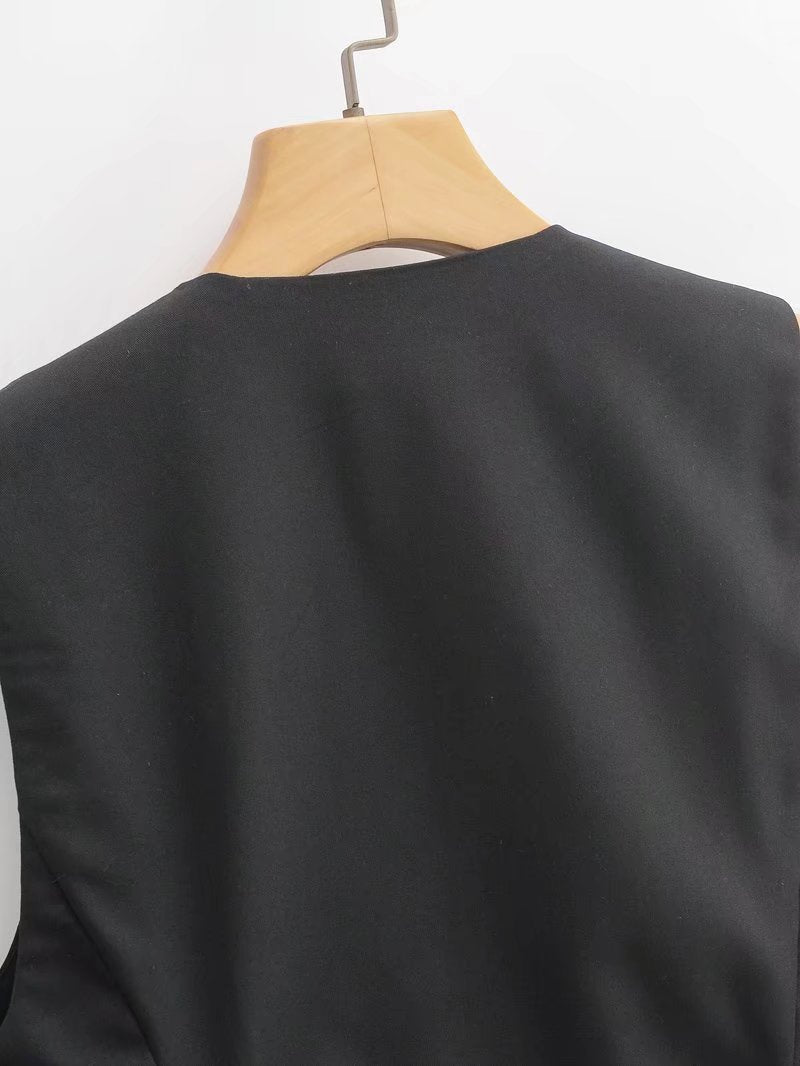 Black Slim Sleeveless Vest