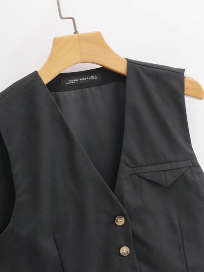 Black Slim Sleeveless Vest