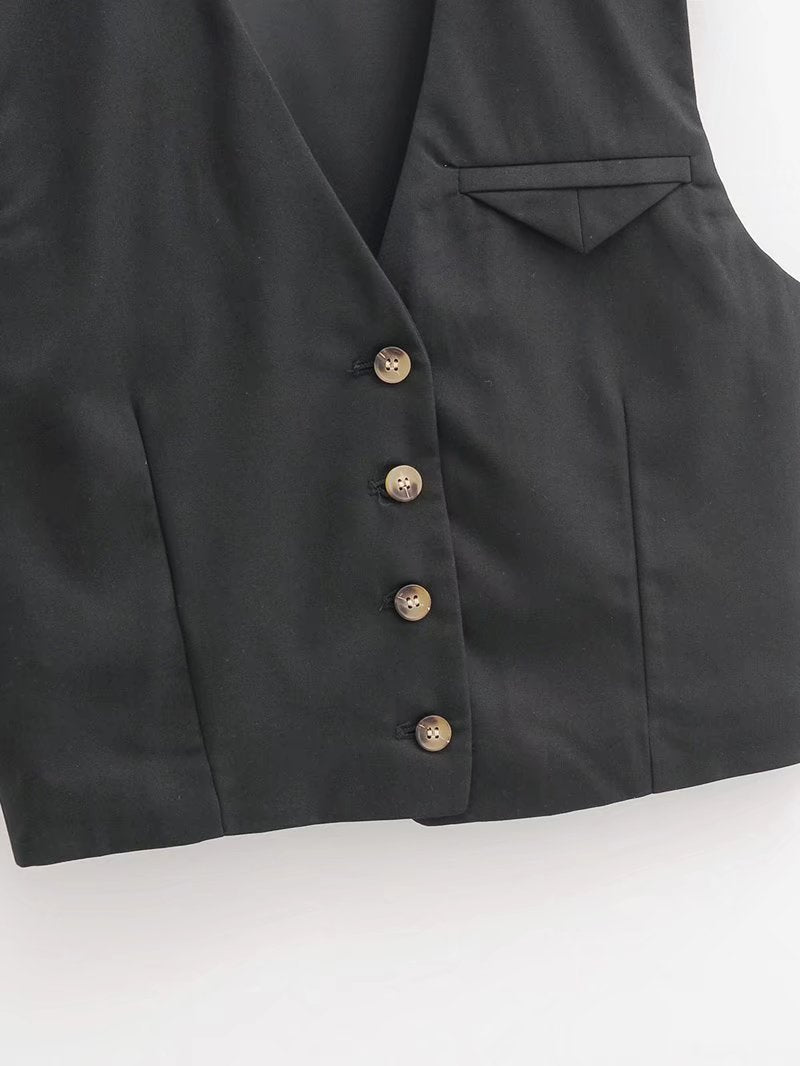 Black Slim Sleeveless Vest