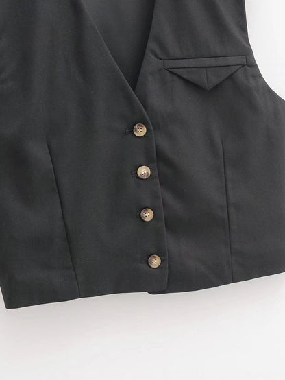 Black Slim Sleeveless Vest