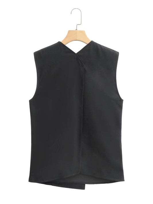 Black Sleeveless Casual Vest