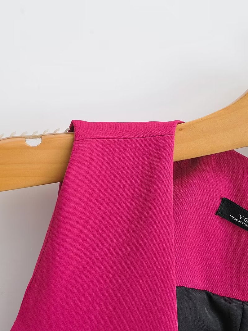 Red Linen Sleeveless Vest