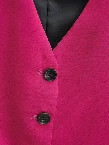 Red Linen Sleeveless Vest