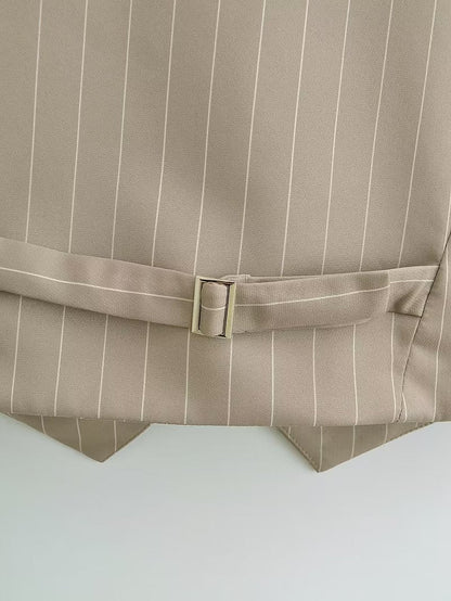 V-neck Stripe Short Vest Jacket