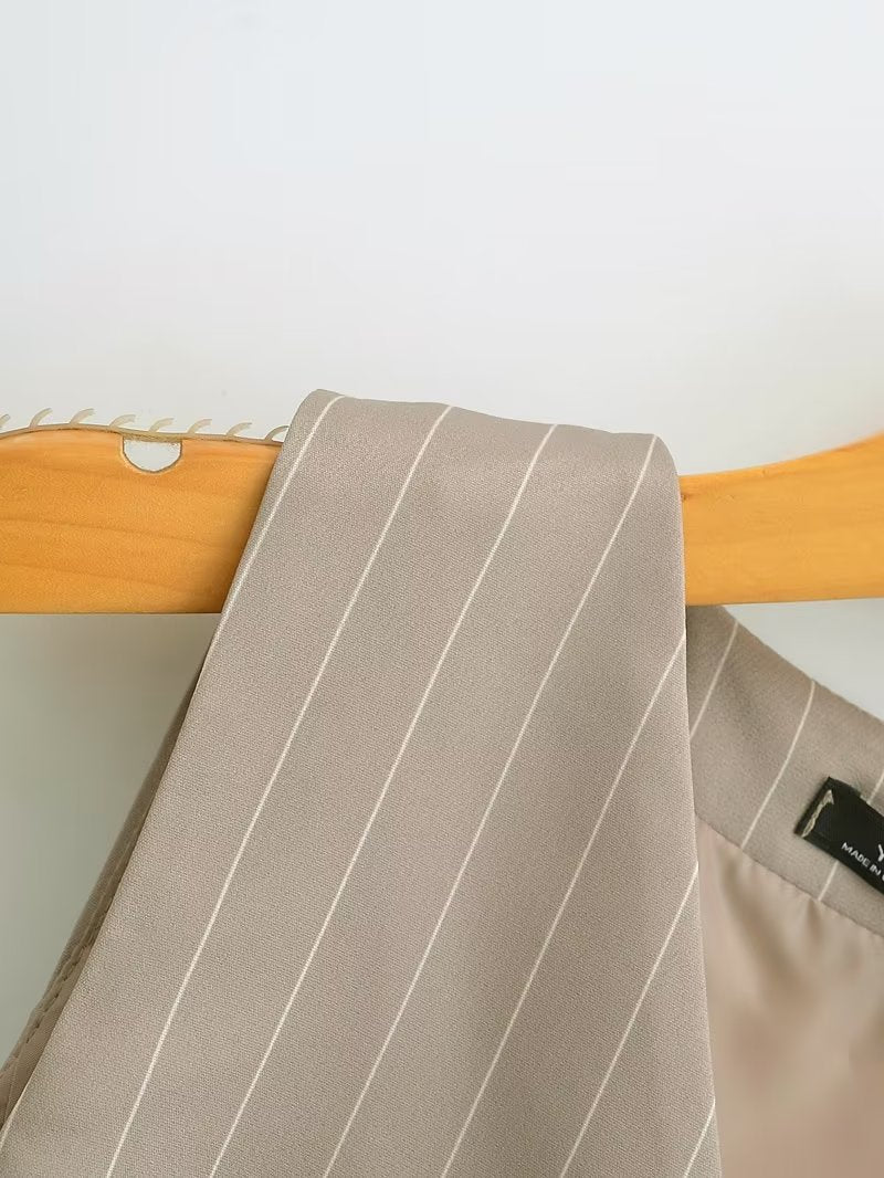V-neck Stripe Short Vest Jacket