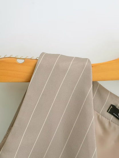 V-neck Stripe Short Vest Jacket