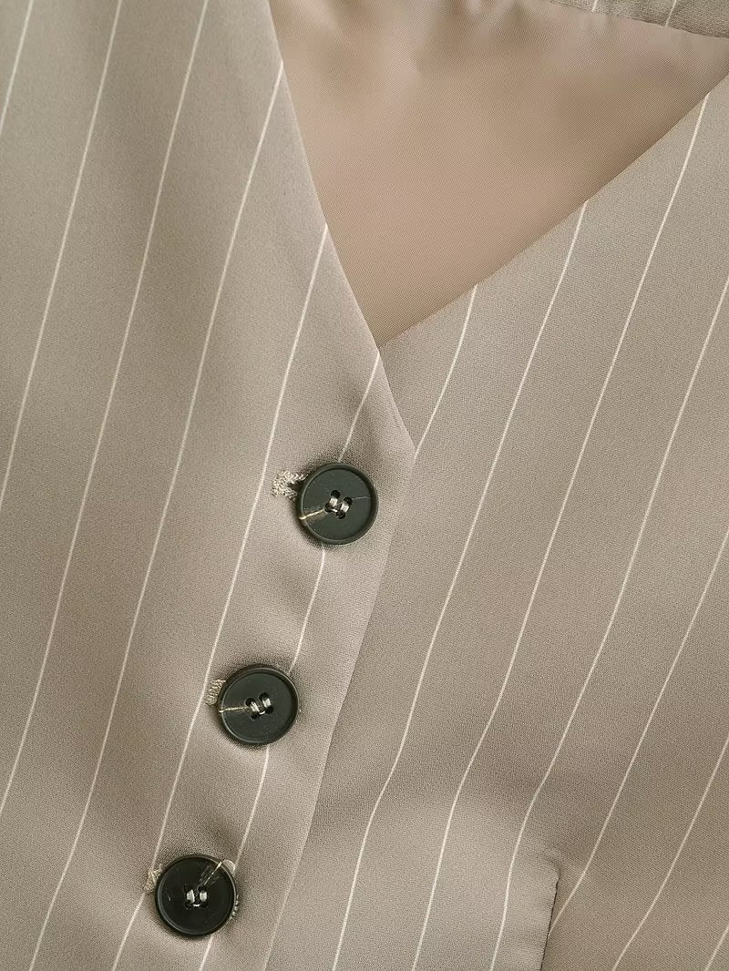 V-neck Stripe Short Vest Jacket