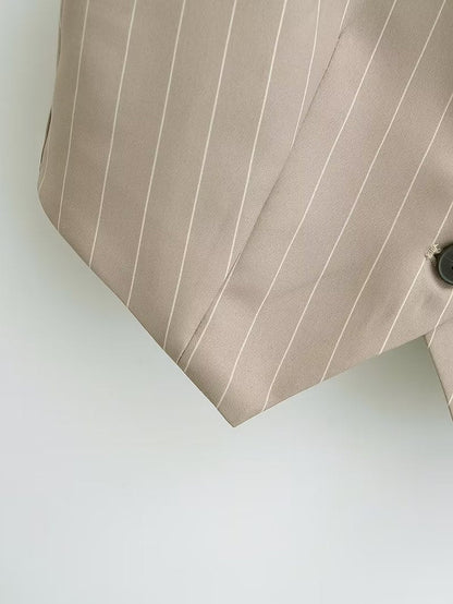 V-neck Stripe Short Vest Jacket