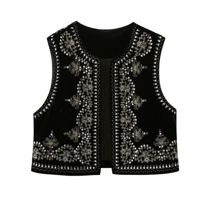 Velvet Embroidered Vest