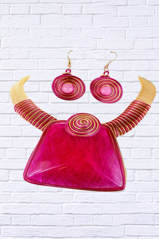 Boho-Chic Handcrafted Aluminum Wire Necklace & Earrings Set