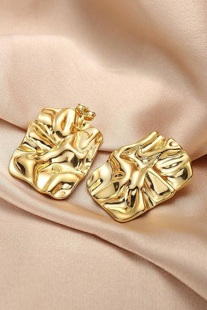 Rosiedress Textured Gold Rectangle Stud Earrings