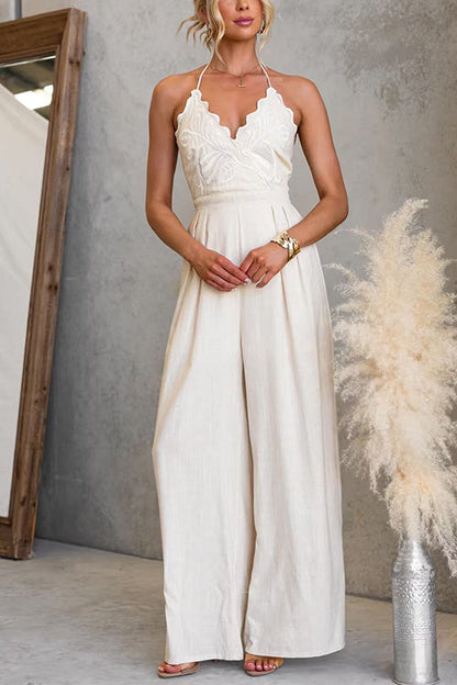Tie Knot Halter Neck Wide Leg Jumpsuit