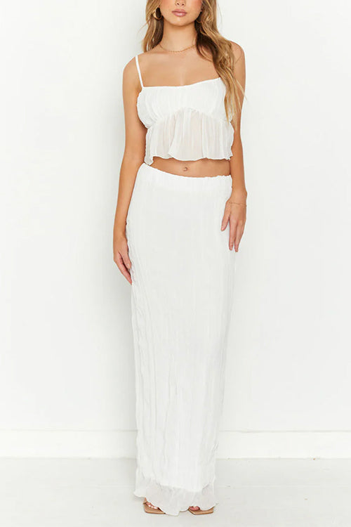 Rosiedress Ruffle Crop Cami Top Elastic Waist Maxi Skirt Set