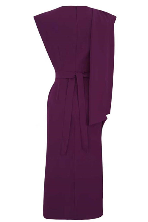 Crewneck Draped Tie Back Maxi Dress