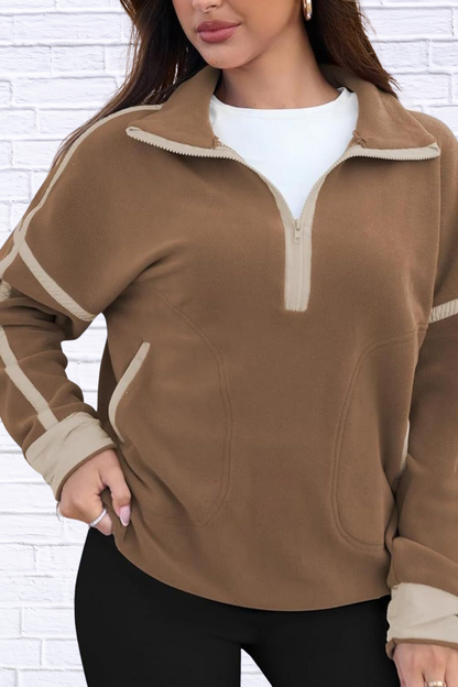 Half Zip Dropped Shoulder Sweatshirt