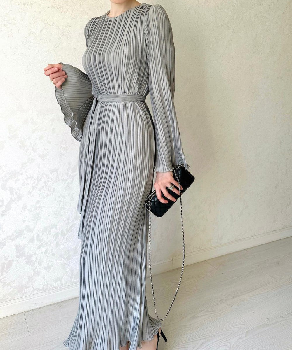 Temperature Flared Sleeve Long Dress