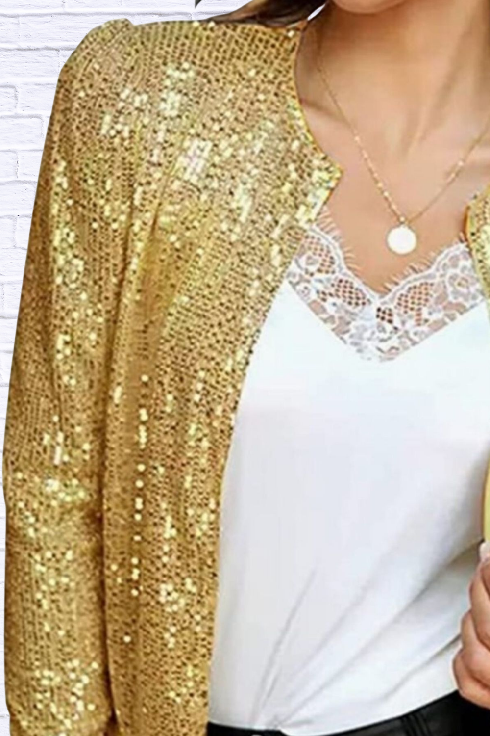 Full Size Sequin Long Sleeve Jacket Plus Size