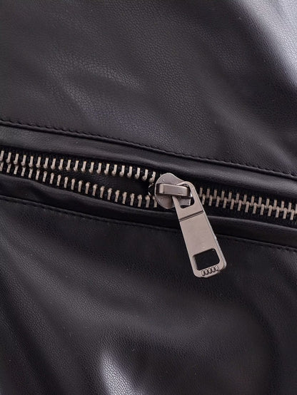 Black Faux Leather Trench Coat