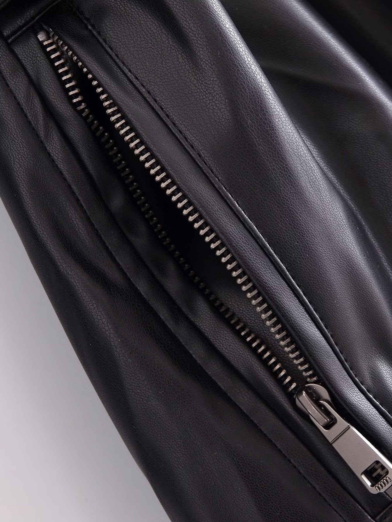 Black Faux Leather Trench Coat