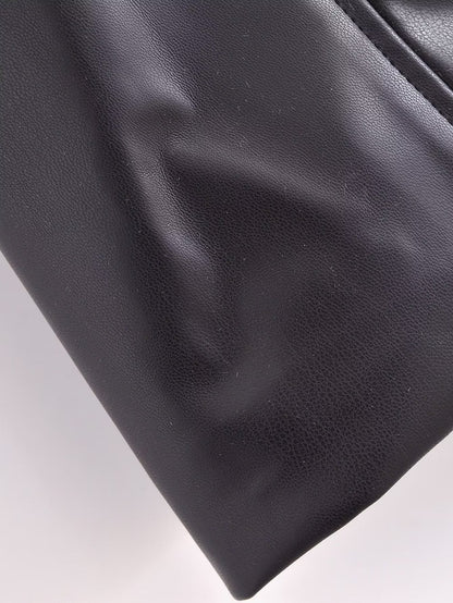 Black Faux Leather Trench Coat