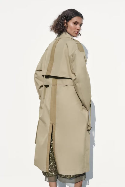 Contrast Color Loose Trench Coat