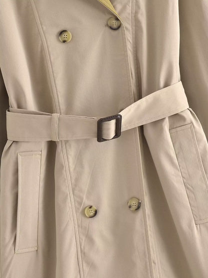 Contrast Color Loose Trench Coat