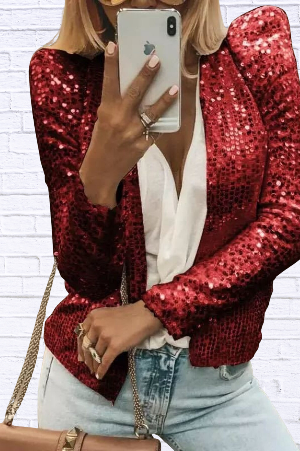 Full Size Sequin Long Sleeve Jacket Plus Size