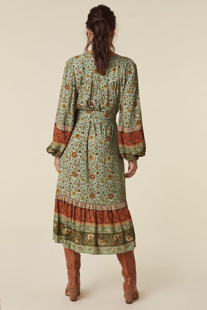 Gal Belted Printed Maxi Midi