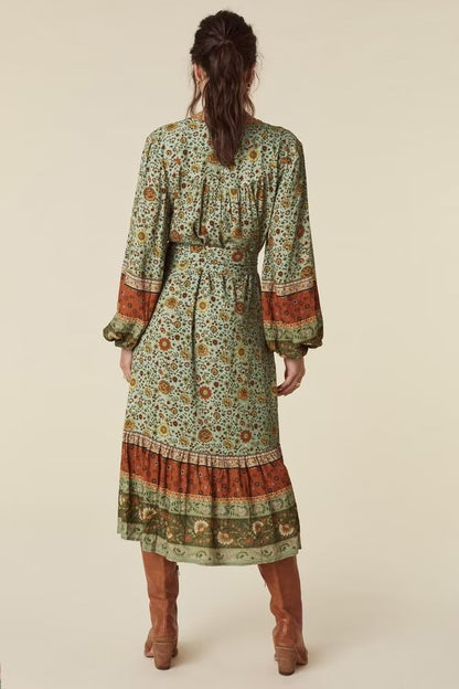 Gal Belted Printed Maxi Midi