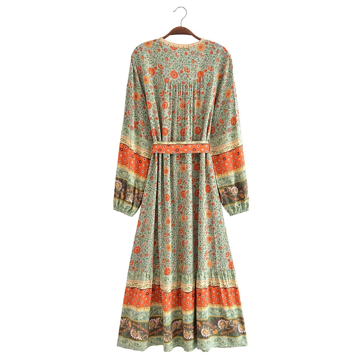 Gal Belted Printed Maxi Midi