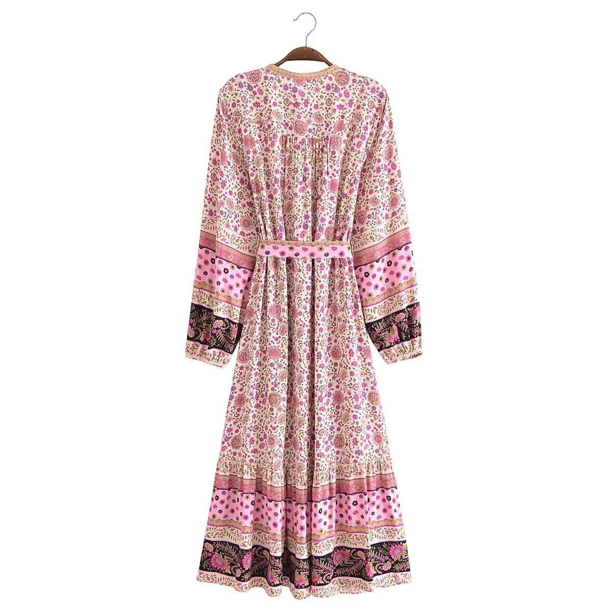 Gal Belted Printed Maxi Midi