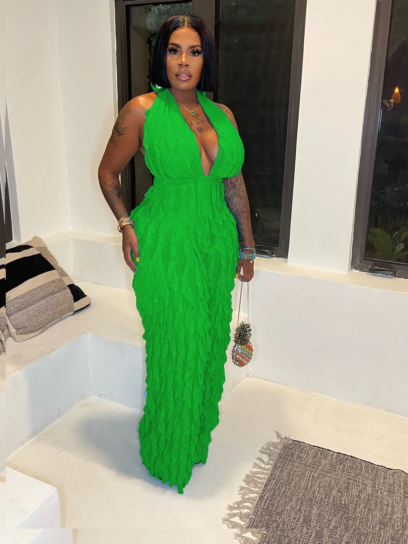 Plunge High Waist Jumpsuit