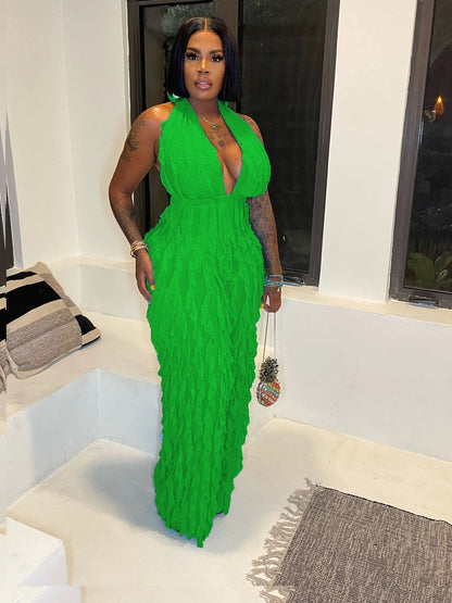 Plunge High Waist Jumpsuit