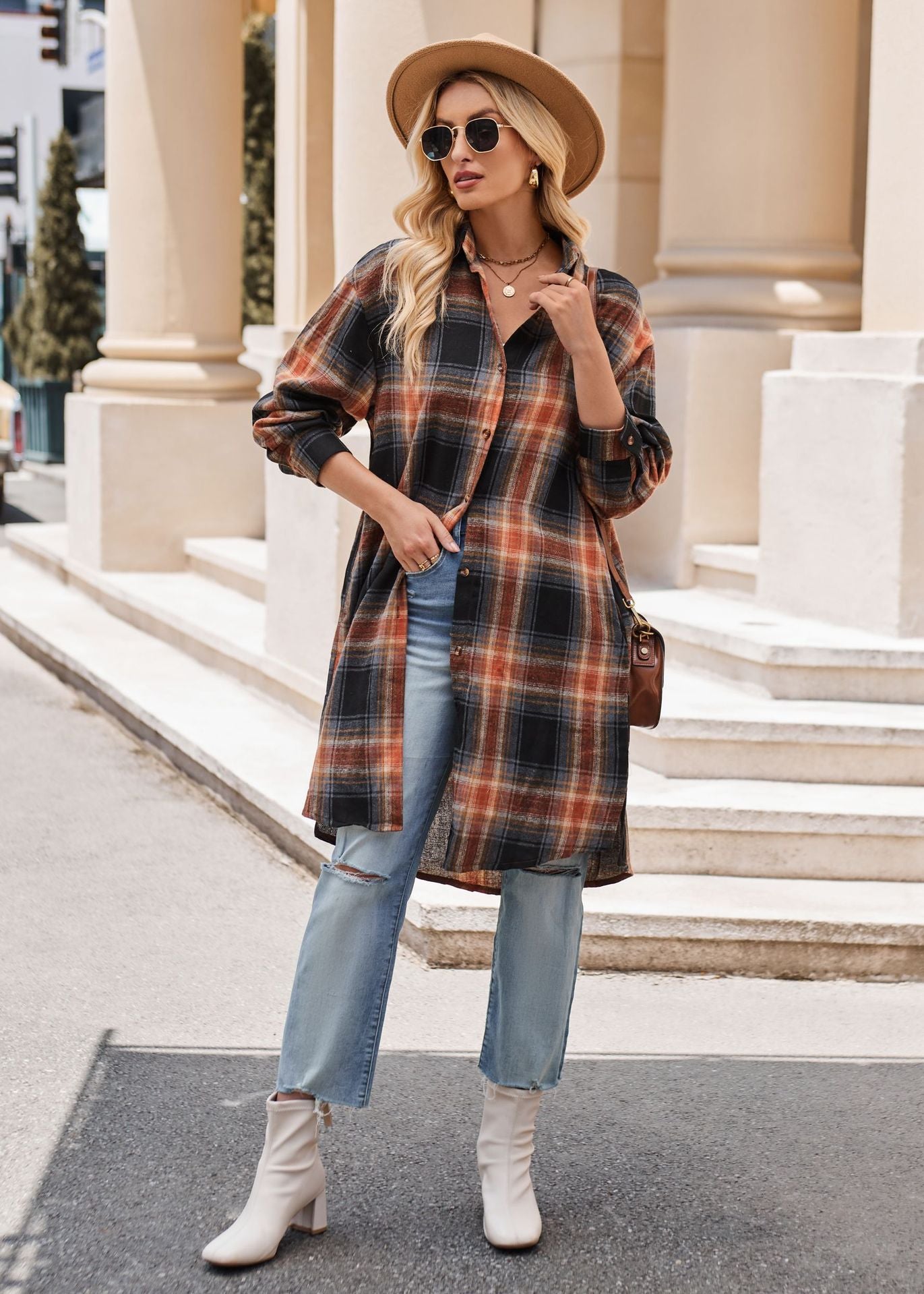 Plaid Loose Coat Shirt