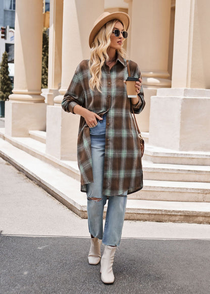 Plaid Loose Coat Shirt