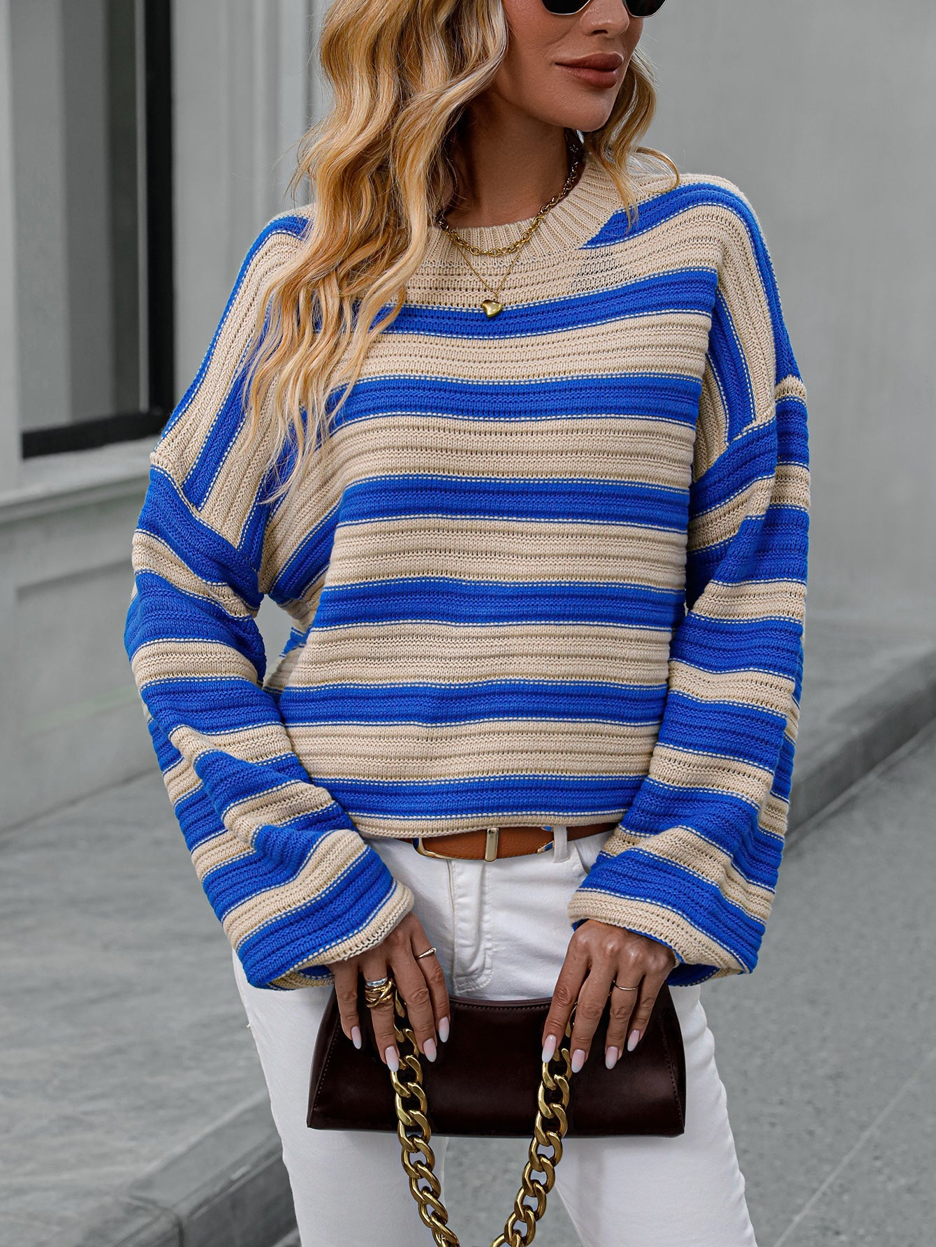 Knitted Crew Neck Pullover Sweater